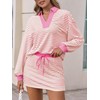 Fisoew Womens Striped 2 Piece Outfits Casual Sweatshirt Skirt Set
