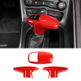 CheroCar for Dodge Gear Shift Knob Cover Trim Internal Accessories for 2015-2022 Dodge Challenger Charger ,for 2018-2022 Dodge Durango (Red)