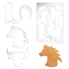 PH PandaHall Router Template for Woodworking, Cattle Router Jig Templates Clear Acrylic Inlay Templates 4 in 1 Decorative Craft Templates Router Stencils for Wooden Projects Handmade Crafts Making