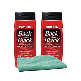 Mothers Back-To-Black Trim & Plastic Restorer (12 oz) Bundle with Microfiber Cloth (3 Items)