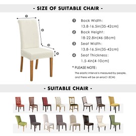 FORCHEER Waterproof Chair Covers for Dining Room Set of 6 Cream Jacquard Kitchen Chair Slipcovers for Parson Chairs Elastic Washable (6,Jacquard Cream)