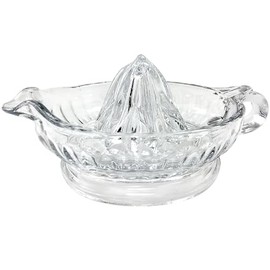 TableCraft H223 Glass Manual Juicer with Handle and Pour Spout – Vintage-Style Clear Glass Lemon Juicer | Manual Orange Juice Squeezer for Citrus Fruits | Glass Citrus Juicer for Kitchen and Bar Use