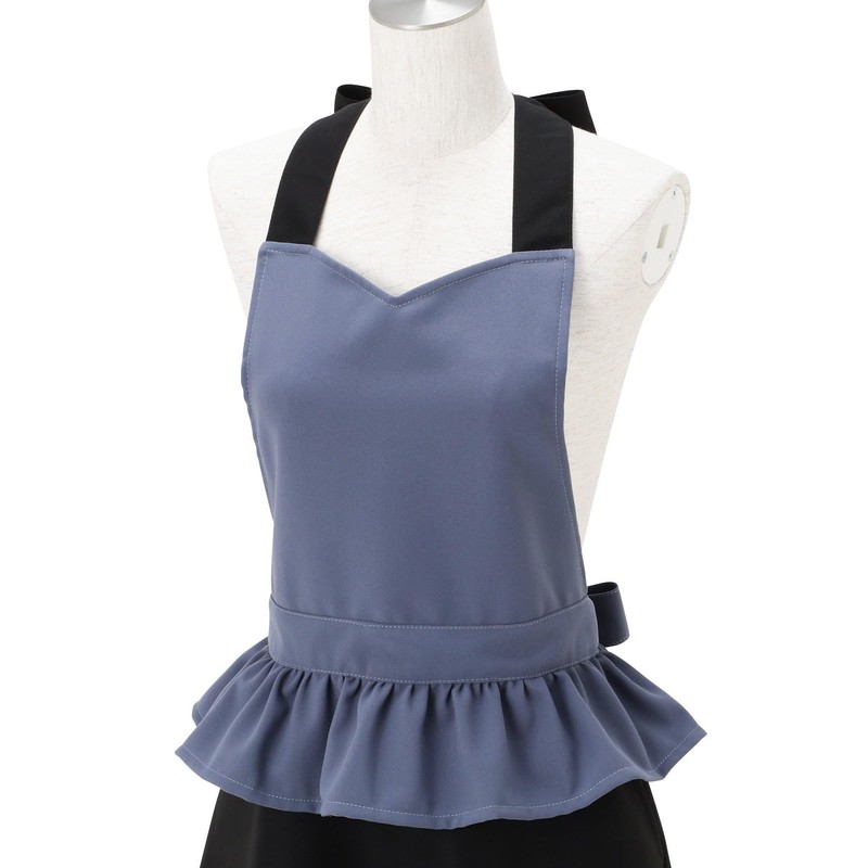 Francfranc Peplum Full Apron, New Life, Gift, blue / black