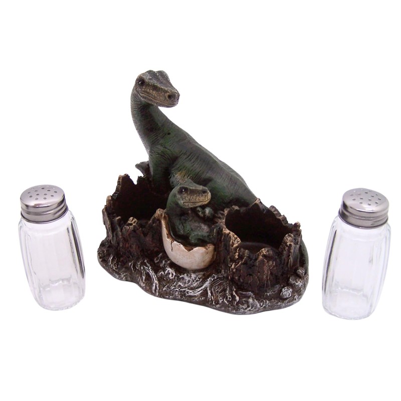 Dinosaur and Egg Salt and Pepper Set Holder, Unique Kitchen
