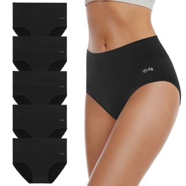 coskefy Cotton Underwear for Women High Waisted Breathable Seamless Panties Stretch Tummy Control Briefs 5 Pack