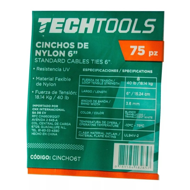 CNX Cinchos De Nylon De 6 Transparentes, 5 Paquetes De