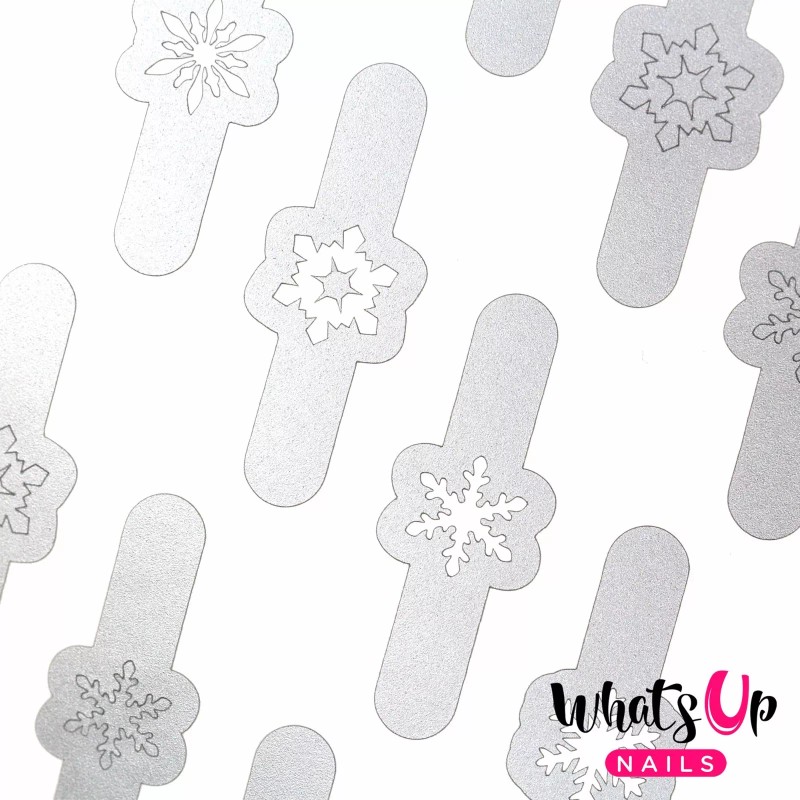 Whats Up Nails Silver Jolly Snowflakes Stencils for Nails, Christmas