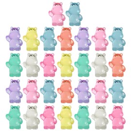 WELANE Mini Resin Animal Figures, 30 PCS Glitter Mini Resin Hippos for Potted Landscape Dollhouse Ornaments