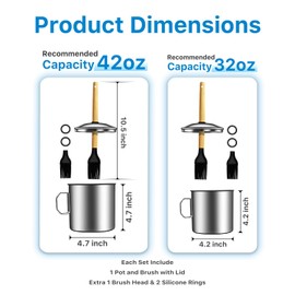 Matchwaves Basting Brush Set with Sauce Pot for Grilling, Dual-Size Grill Prep Pot and Long Adjustable Wooden Brush