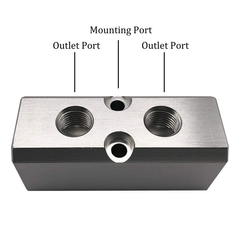 2 Way Pneumatic Manifold Air Distribution Block, G1/2 Supply Port,