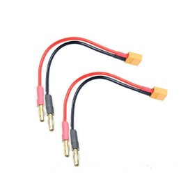 JFtech 2pcs Male XT60 to 4.0mm Banana Bullet Plug Connector Charge Cable, 15cm, 14AWG, RC Vehicle Battery Cable Connector