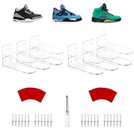 Dxiunove Wall Shoe Rack, Acrylic Shoe Holder Wall, Shoe Rack Wall Mounting & Sneaker Shelf, Ideal for Playrooms and Indoors (12)