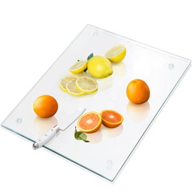 VASUHOME Large Tempered Glass Cutting Board for Kitchen - 18x24 Inch Clear Cutting Board for Countertop - Scratch, Heat, and Shatter Resistant - Easy to Clean and Durable