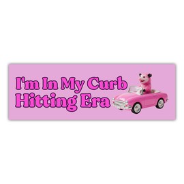BAVAHA [10"x3"] I'm in My Curb Hitting Era Bumper Sticker Funny Hot Girl Hit Curbs Sticker Gen Z Unhinged Meme Joke Girly Decal for Women Cute Opposum Sticker Car Windows Auto Bumper