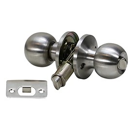 Folkamp - Lockset for RV - Style 2 - Ball Shape - (Privacy | Satin Nickel) - Recreational Vehicle Camper Trailer Mobile Home