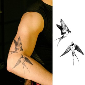 WEEKINK Swallow Bird Temporary Tattoos – Realistic Flying Sparrow Semi-Permanent Tattoo for Arm, Neck, Back & Chest, Long-Lasting & Waterproof for Men & Women