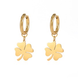 Four Leaf Clover Stud Earrings for Women Girls Stainless Steel Style Simplicity Irish Four Leaf Clover Stud Earrings, Acero inoxidable, No Gemstone