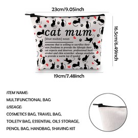 WCGXKO Cat Mum Definition Gift Cat Owner Gift Cat Lovers Makeup Zipper Pouch Bag for Women Girls (cat Mum CA)