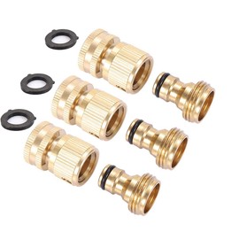 Brass Garden Hose Quick Connector Kit, Quick Disconnect Hose Fittings Male and Female (3 Sets)