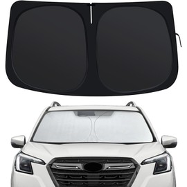 Windshield Sun Shade Compatible with Subaru Forester 2019-2025, Front Window Shades Intended for Forester, Foldable Car Sun Shield with Steering Wheel Sunshade to Block UV Keep Car Cool