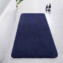 AROGAN Luxury Long Bathroom Runner Rug, 24x48 Inch Thick Soft and Absorbent Microfiber Non Slip Bath Mat, Rubber Backing Quick Dry Rugs Carpets, Machine Washable Plush Mats for Shower Floor, Navy Blue