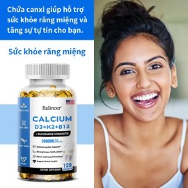 Suplemento De Calcio, Vitaminas D3, K2 Y B12, 120 Cápsulas