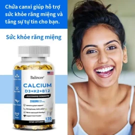 Suplemento De Calcio, Vitaminas D3, K2 Y B12, 120 Cápsulas