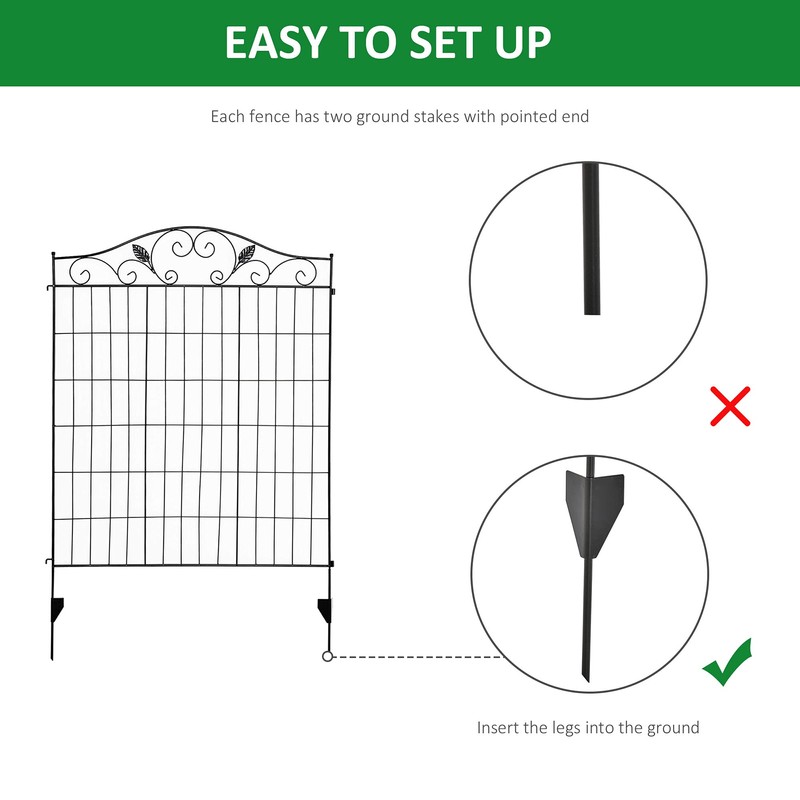 Outsunny Garden Fence Animal Barrier for Dogs, 4 Pack, 44