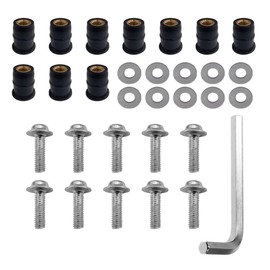 ZIMISI 10PCS Motorcycle Windshield Bolts Kit, Aluminum Alloy Car Body Mounting Screws Set with Washer & Wrench, Fairing Bolt Kit, Well Bolts Nuts Fasteners for Most Vehicles (Silver)