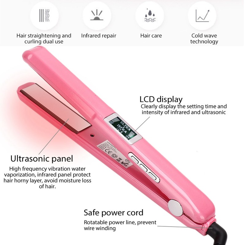 Ultrasonic Infrared Hair Straightener Cold Wave Hair Straighten Curling Iron