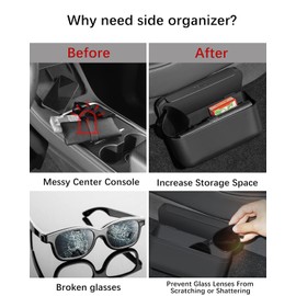 FanpBow [Upgrated Center Console Side Storage Box Holder for Sunglass Phone Card, Universal Velcro TPE All Flocking Surfaces Black