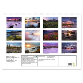 Land im Licht - Berge und Küsten in Oregon und Washington - von Jeremy Cram (Wandkalender 2026 DIN A2 quer), CALVENDO Monatskalender: Stimmungsvolle ... - in Oregon und Washington (CALVENDO Orte)