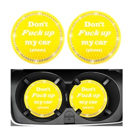 FSTURIOS 4PCS Bling Car Cup Coaster, 2.75 Inch Anti-Slip Crystal Auto Drink Mat, Shockproof Rhinestone Vehicle Cup Holder Insert Coaster for Women Girls, Interior Car Accessories (Yellow)