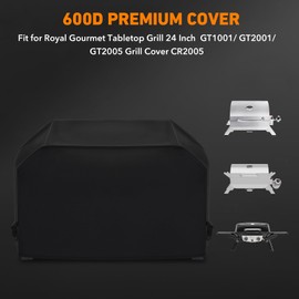 Heavy Duty 600D Polyester Grill Cover Compatible with 24 Inch Tabletop Royal Gourmet GT1001 & GT2005, Waterproof Outdoor BBQ Portable Griddle Cover CR2005