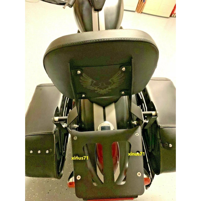 JMei BLACK Sissy Bar Backrest with Luggage Rack For Kawasaki