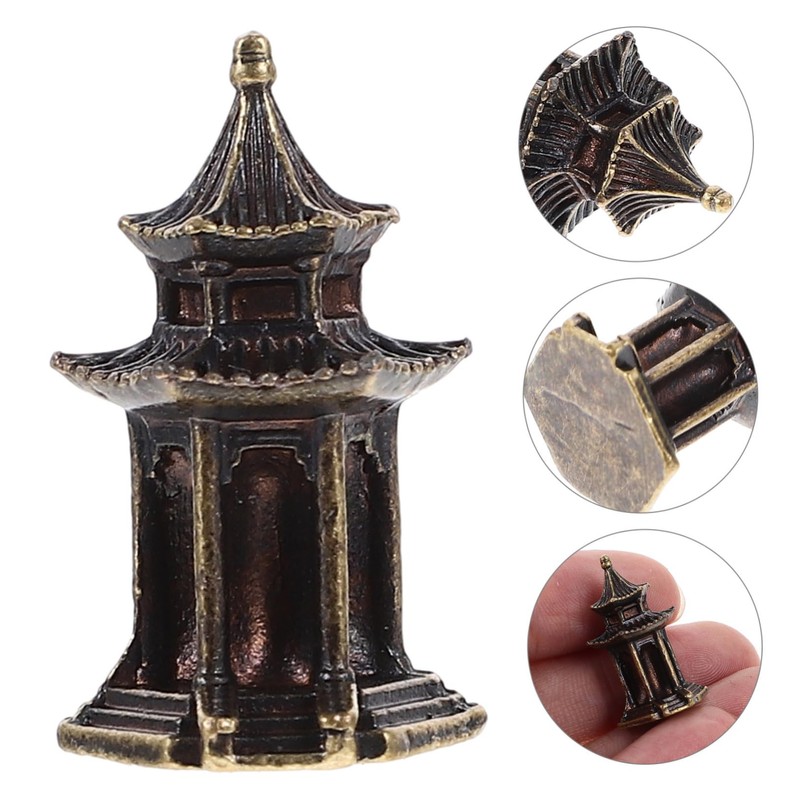 BIUDECO Aquarium Tank Pavilion Landscaping Ornament Pavilion Mini Statue Zen