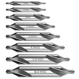 8 Pcs Center Drill Bits Set High Speed Steel Angle Center Drills Bits Durable Counter Sink Bit for Metal 60 Degree Countersink Tools for Lathe Metalworking Size 1/1.5/2/2.5/3/4/5/6