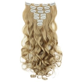 PrettyShop set of 7 XL clip-in hair extensions, 60 cm long, wavy