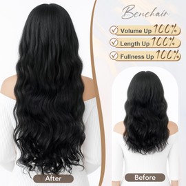Benehair 22" Clip in Hair Extensions 12 Pcs Long Curly Wave Hair Extensions Clip in Full Head Synthetic Fiber Brown mix Blonde Hair Piece for Women Girls(Brown mix Blonde, 180g)