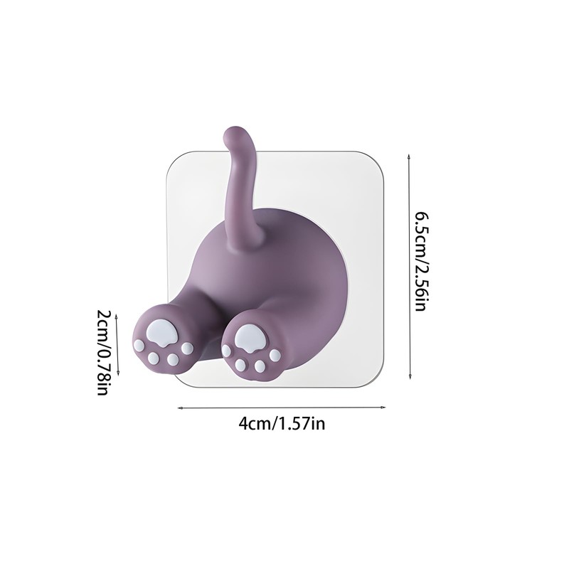 3 Pack Decorative Cartoon Adhesive Hook, Animal Tail Hooks for