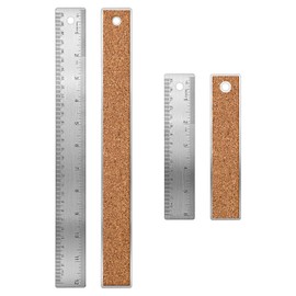2 Pcs Cork Backed Ruler Stainless Steel Ruler, 6 Inch 12 Inch Metal Ruler,Straight Edge Ruler Non-Slip Metal Rulers with Inch and Centimeters for School Office Drawing Engineering(6 Inch + 12 Inch)