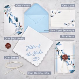 W&F GIFT Wedding Handkerchief - 12" x 12" - Something Blue for Bride on Wedding Day - Fun Wedding Gifts, Father of the Bride, 6" x 6"