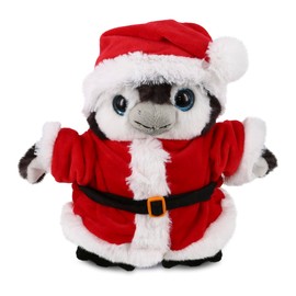 DolliBu Santa Grey Penguin Stuffed Animal Plush Toy - Super Soft Animal Plush Dress Up with Red Santa Claus Outfit, Cute Wildlife Perfect Holiday with Name Personalization - 9 Inch