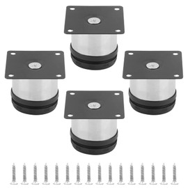 Qjaiune Adjustable Furniture Legs 2 Inch / 50mm Sofa Legs Set of 4, 2 Inch Dia Round Stainless Steel Metal Cabinet Feet Couch Foot Replacement for Chair Dresser & Coffee Table DIY (Silver)