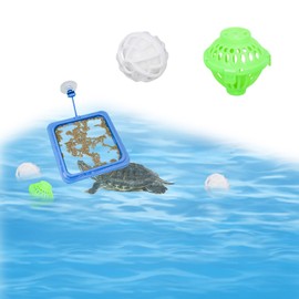Turtle Aquarium Accessories, Tortoise Habitat Set with 1 Feeding Ring with Suction Cup 4 Nitrifying Balls and 4 Feeding Ball, Turtle Toys for Aquatic Turtles, Turtle Supplies