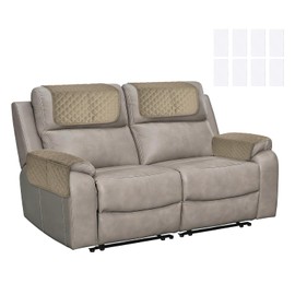 sourcing map 4Pcs Sofa Armrest Covers, Armchair Covers with Side Storage Pocket Waterproof Recliner Chair Protector Anti-Slip Couch Arm Headrest Furniture Protect for Home Living Room, Camel