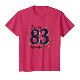 83 and Simply Wonderful Birthday Gift for Seniors T-Shirt, Youth, Red Heather
