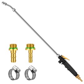 29 Inches Sprayer Wand,1/4" & 3/8" Brass Barbs Sprayer Wand Replacement, Stainless Steel Replacement Sprayer Wand with Shut off Valve & 2 Hose Clamps (1/4" & 3/8" Barb Sprayer Wand)
