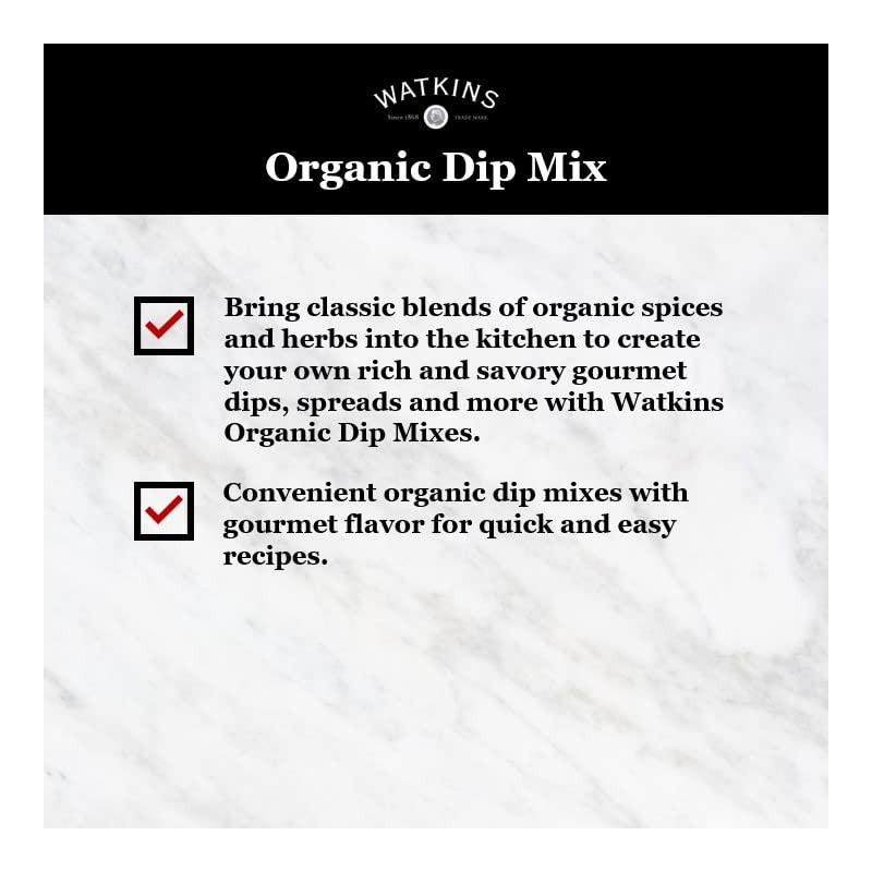 Watkins Organic Gourmet Dip Mix, Ranch, 0.71 oz. Packets, 12-Pack