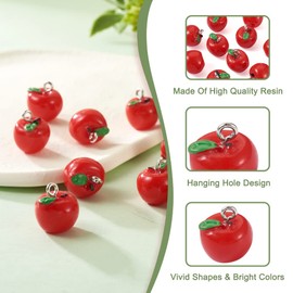 Craftdady - Colgantes colgantes de frutas con forma de fruta, bonitos colgantes de resina de manzana, naranja, piña, fresa, encantadores dijes de hongos vegetales para manualidades, pulseras,